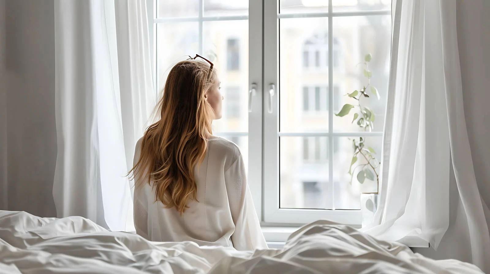 Contemplative Woman by Window — free download from Dotvec