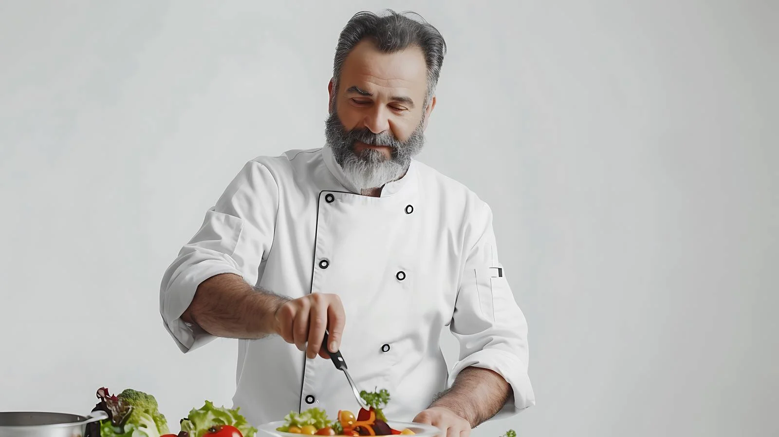 Proficient Middle-aged Chef Prepares Delicacies — free download from Dotvec