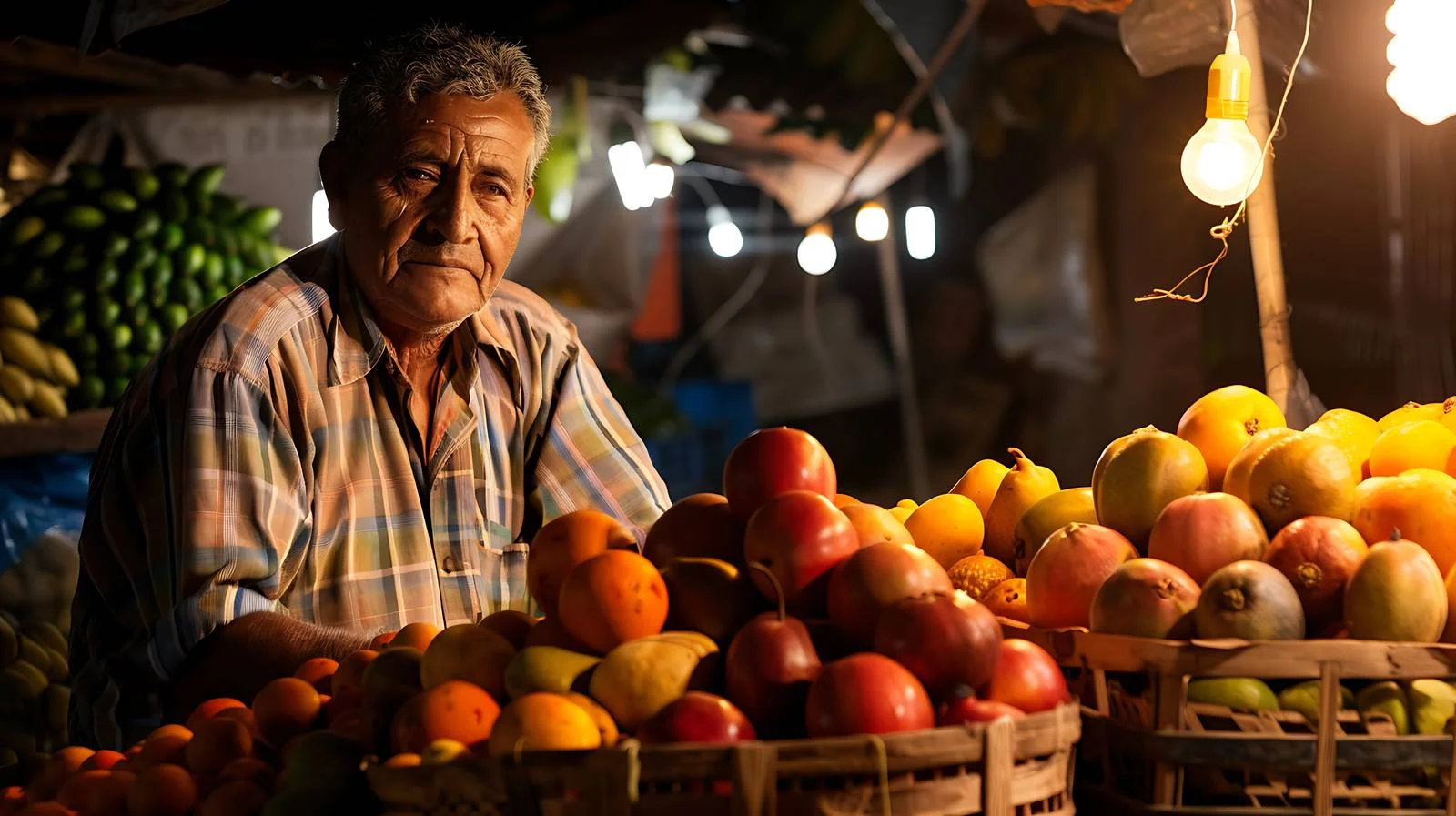 Night Market Fruit Seller Amidst Darkness — free download from Dotvec