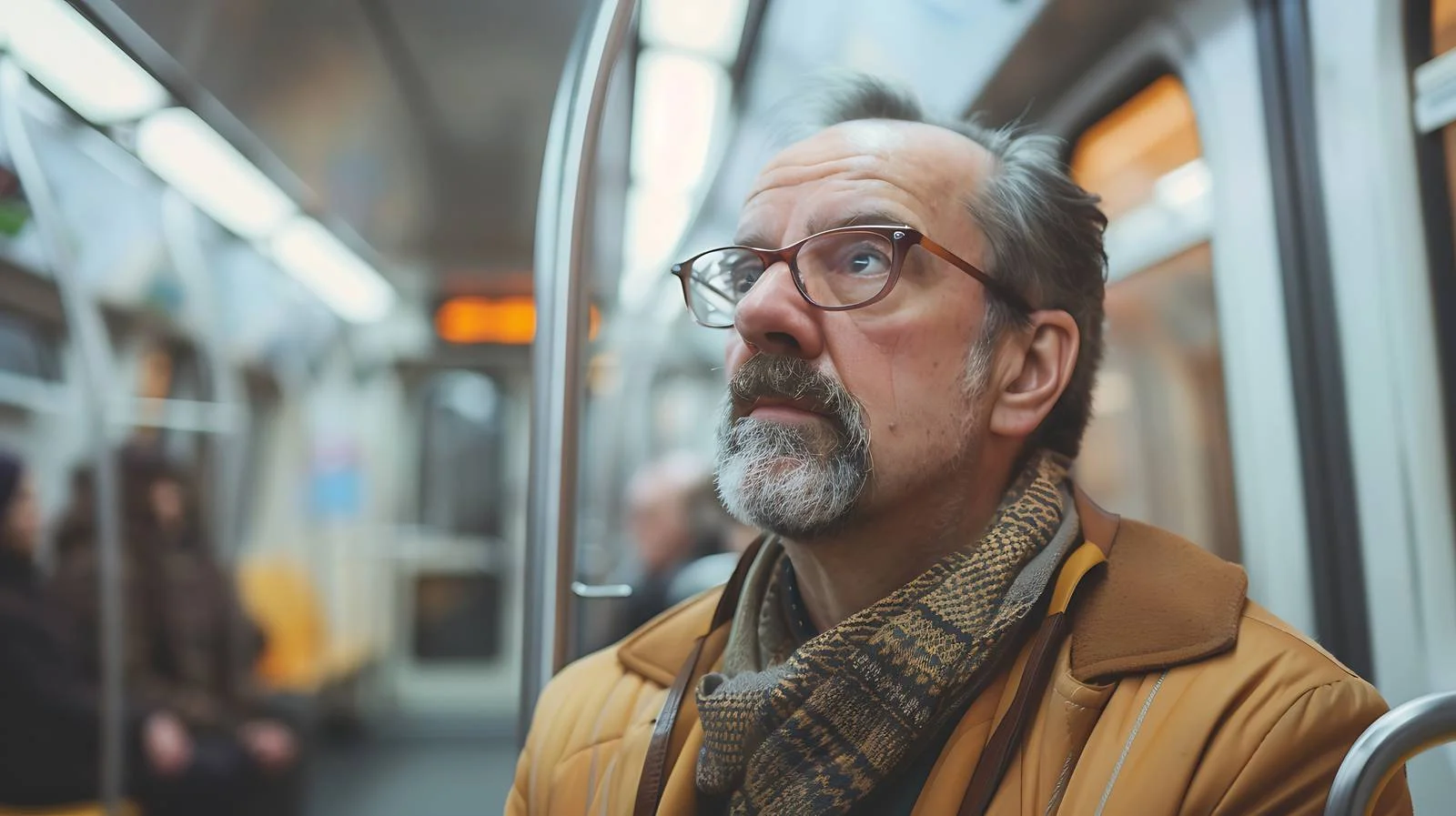 Middle-aged Man Commuting on Subway — free download from Dotvec