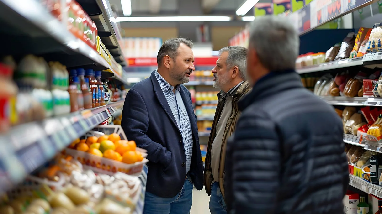Middle-aged Men Shopping for Groceries at Supermarket — free download from Dotvec