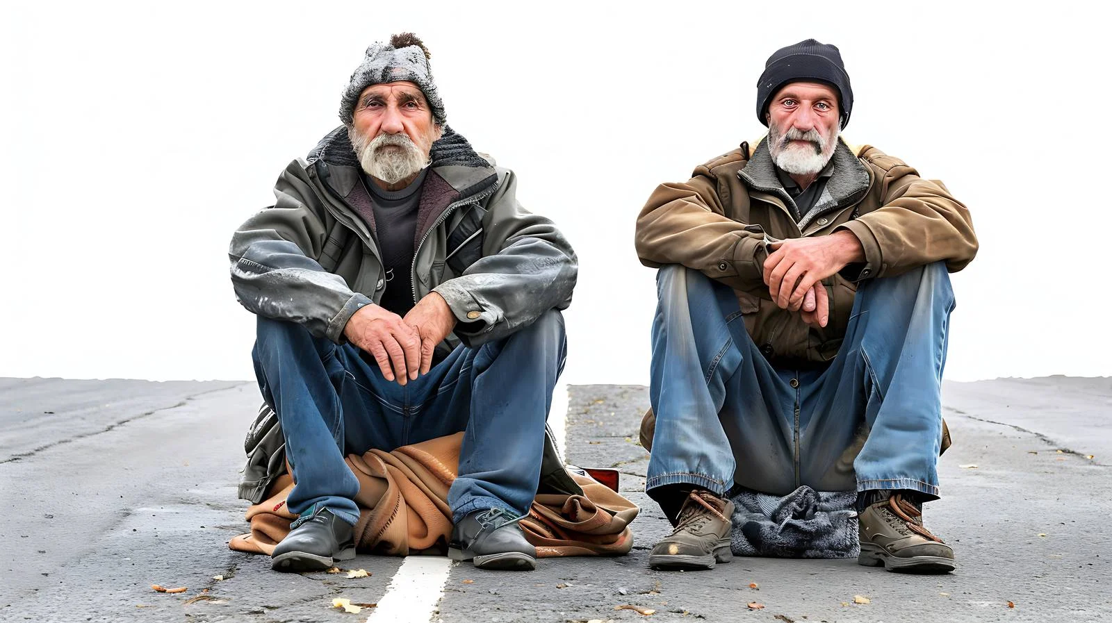 Middle-aged men resting by roadside observation — free download from Dotvec