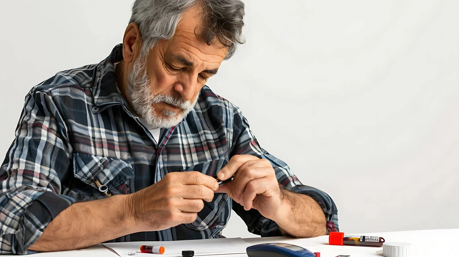 Senior Diabetic Man Examining Abdomen — free download from Dotvec