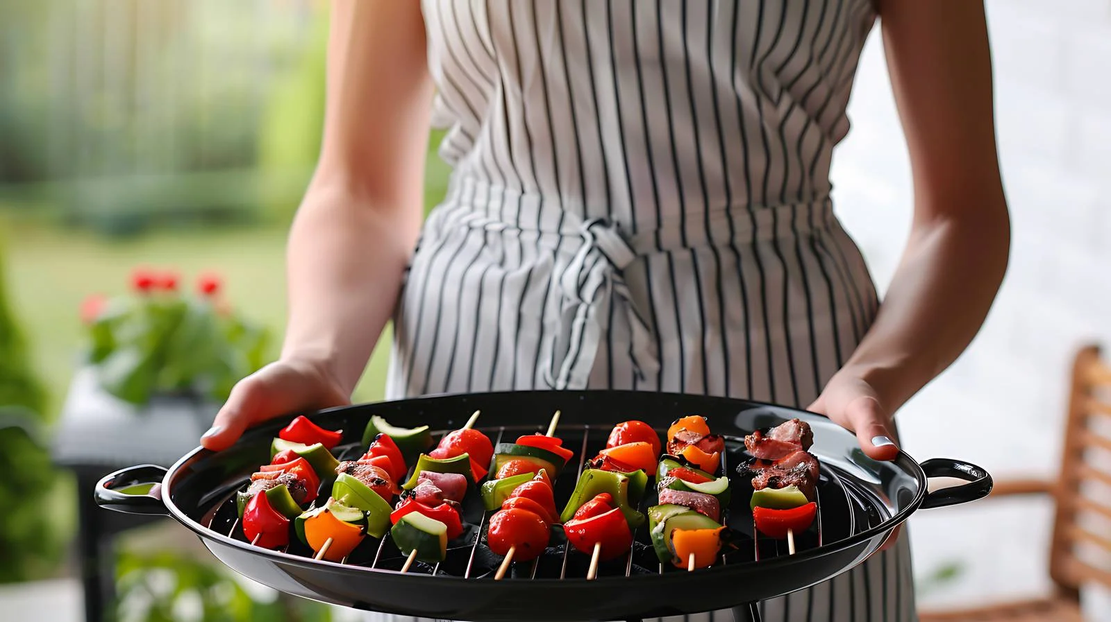 Woman Holding Skewers on Plate — free download from Dotvec