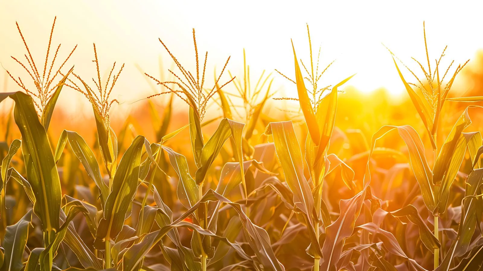 Vibrant Midwestern Cornfield Glowing in Sunset — free download from Dotvec