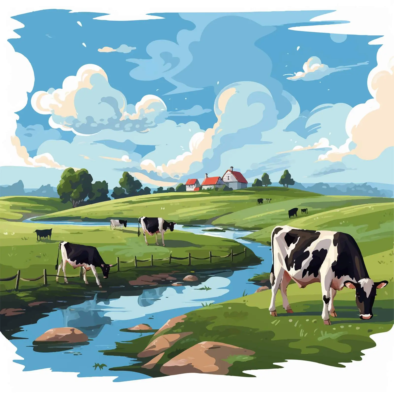 Cows Grazing in Pasture on a Farm — free download from Dotvec