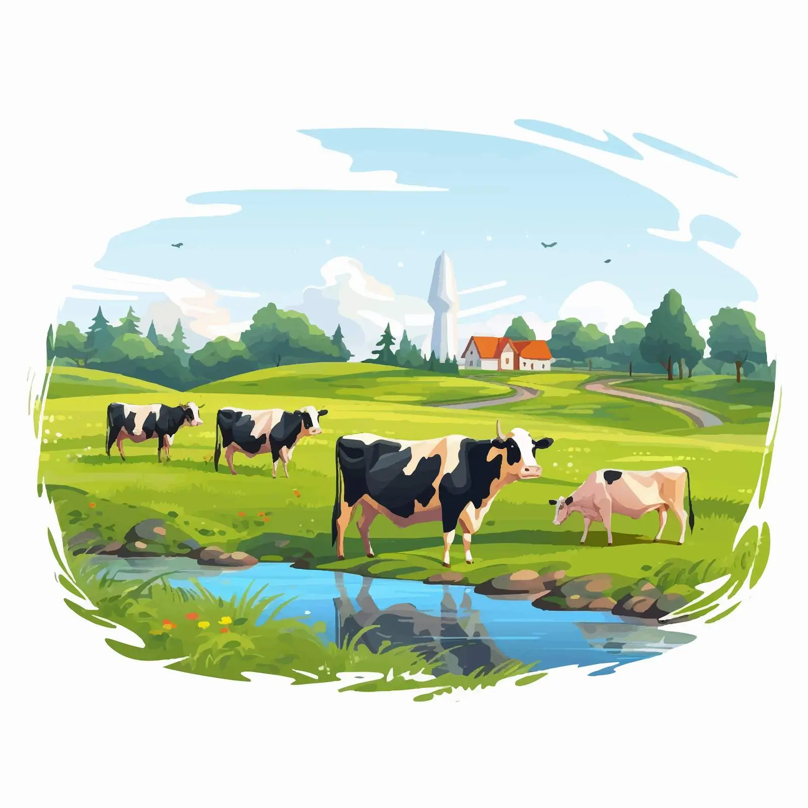 Cows Grazing in Pasture on Farm — free download from Dotvec