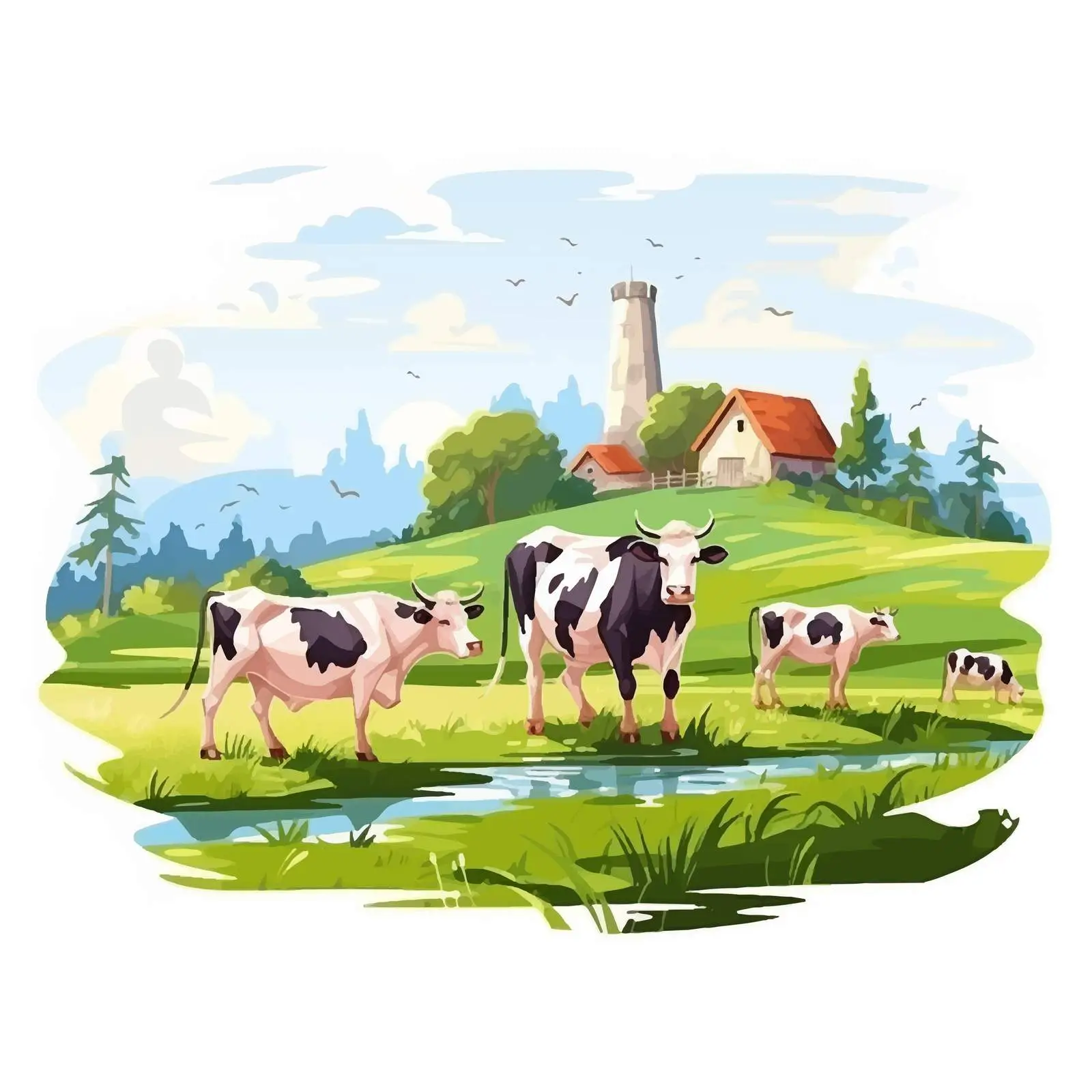 Cows Grazing in Pasture on Farm — free download from Dotvec