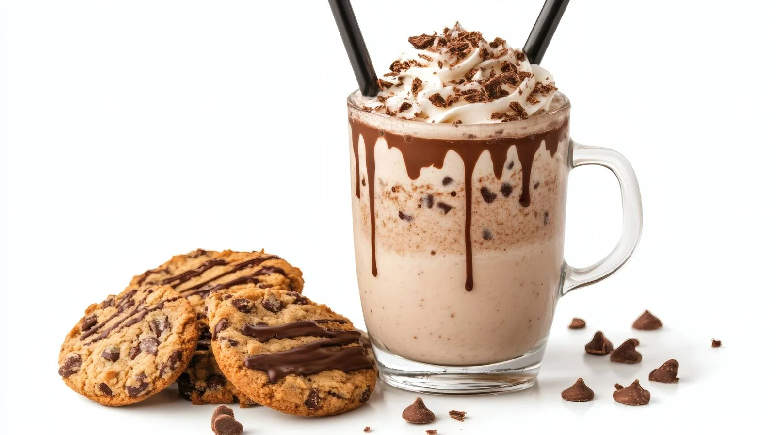Delicious milkshake and cookies on white background — free download from Dotvec