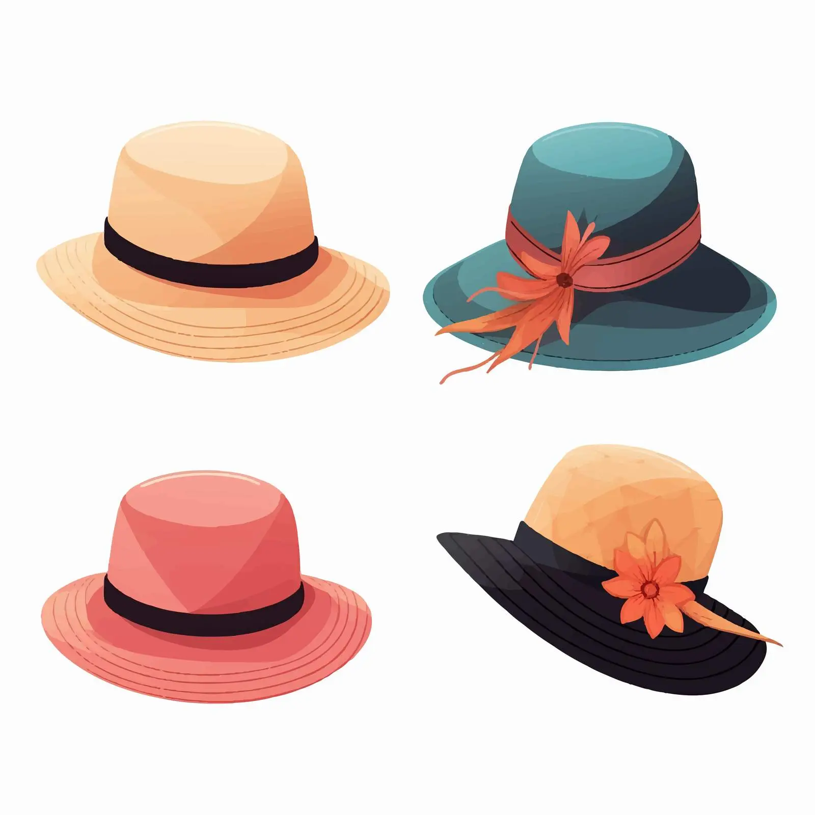 Stylish Millinery Line Vector Illustration on White — free download from Dotvec