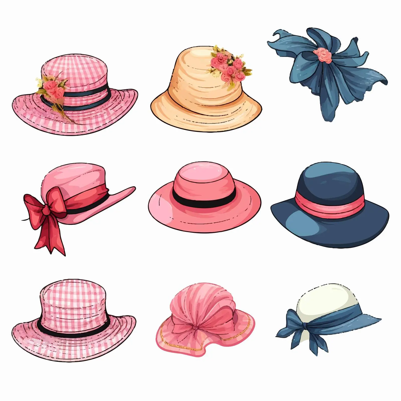 Elegant Millinery Line Vector Illustration on White — free download from Dotvec