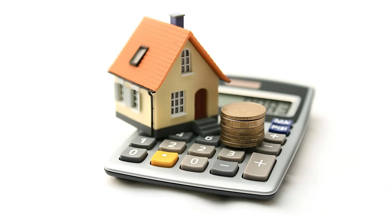 Financial Planning Concept with Miniature House, Coin, and Calculator — free download from Dotvec