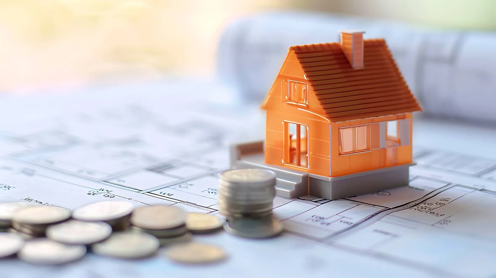 Mini House and Coin Stack Arrangement — free download from Dotvec