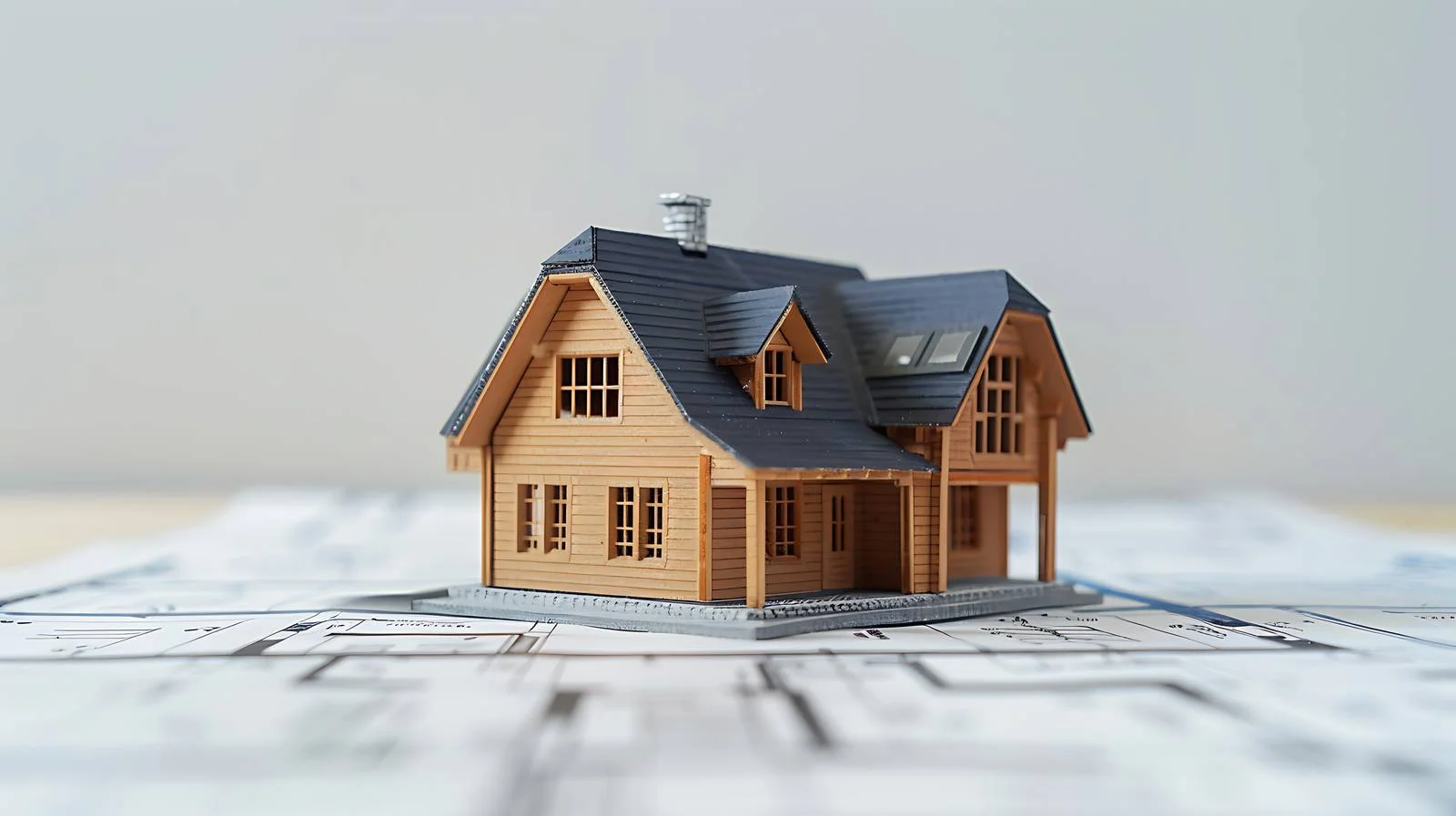 Architectural Mini Model on Blueprint Plan — free download from Dotvec