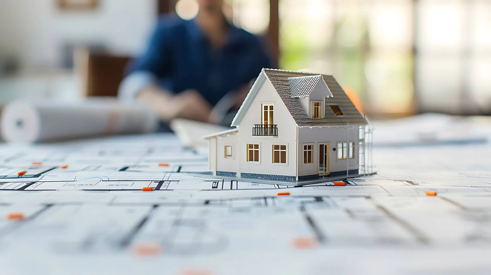 Mini House Model on Blueprint Plan — free download from Dotvec