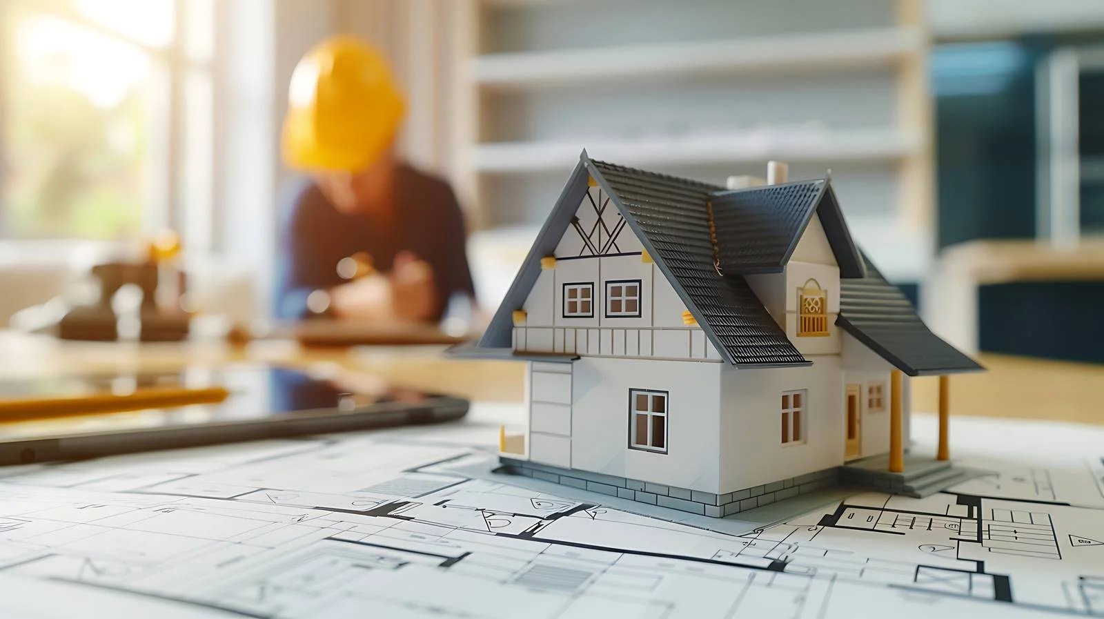 Mini House Model on Blueprint Plan — free download from Dotvec