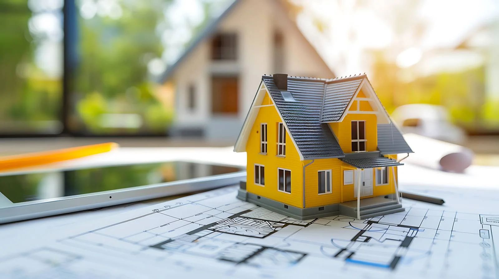 Mini House Model on Blueprint Plan — free download from Dotvec