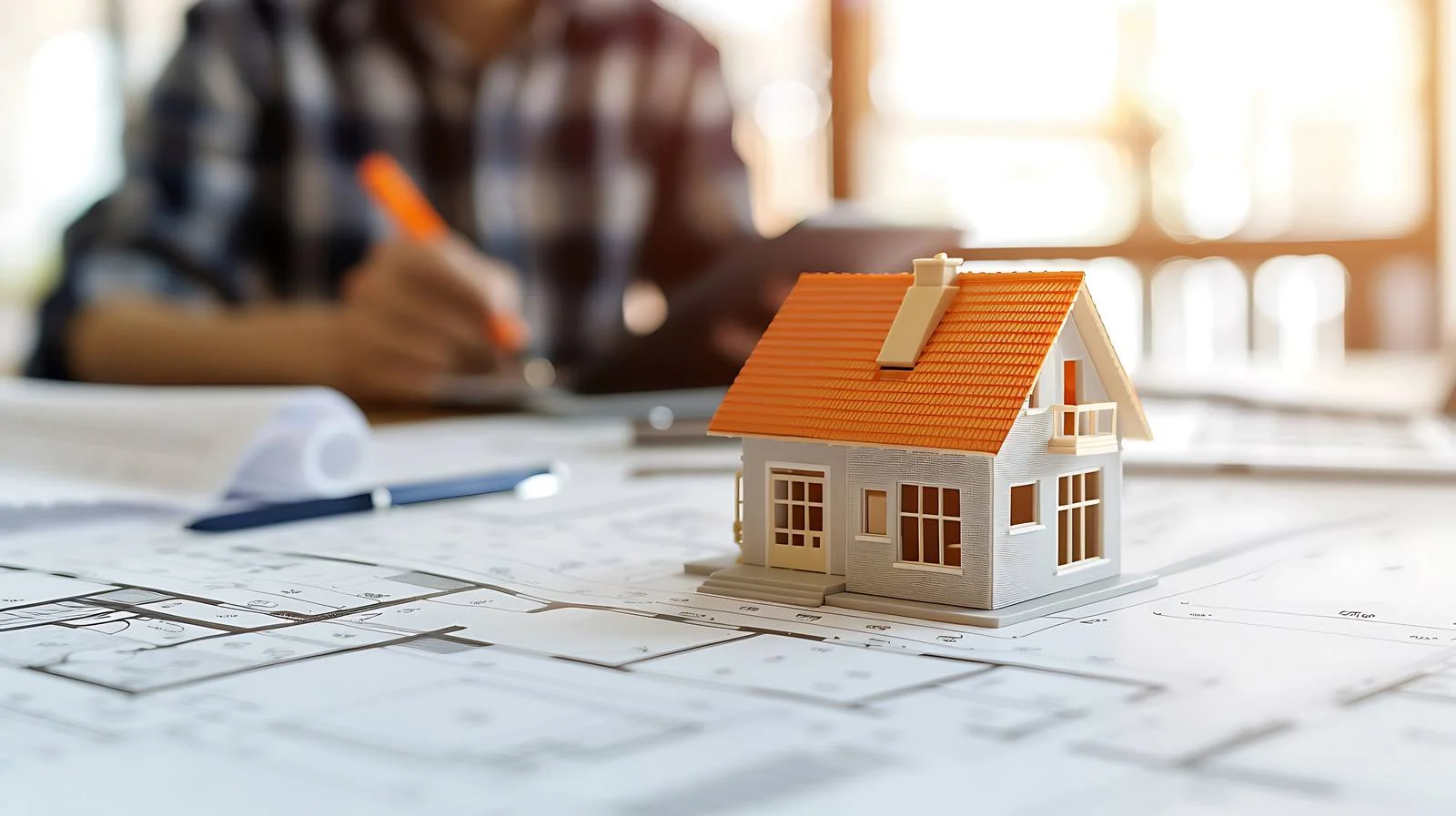 Mini House on Blueprint Plan — free download from Dotvec