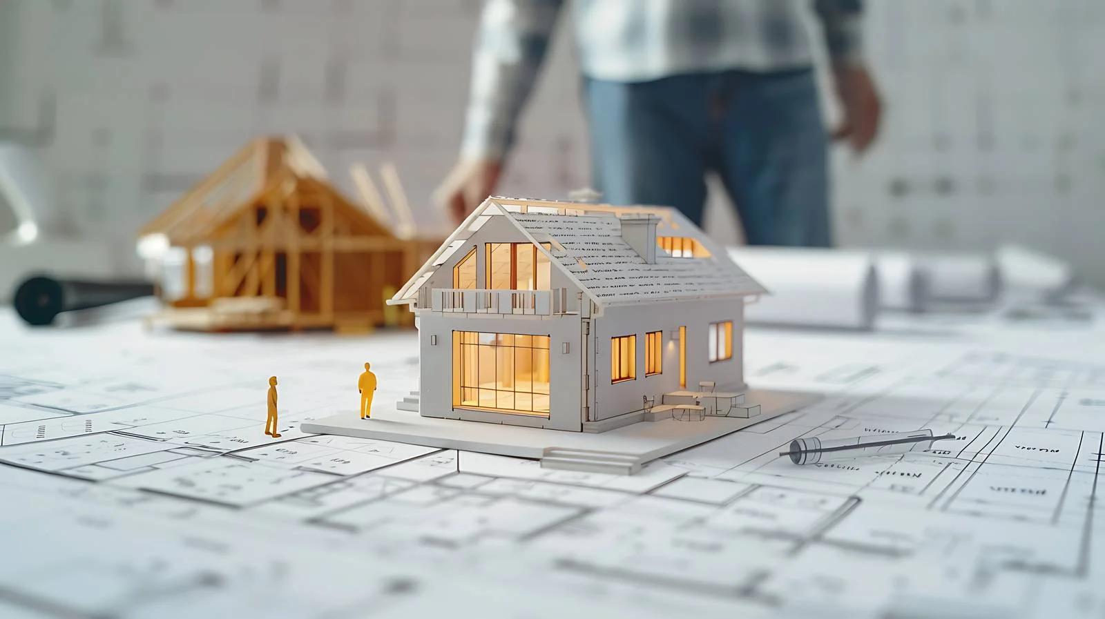 Mini House Model on Blueprint Plan — free download from Dotvec