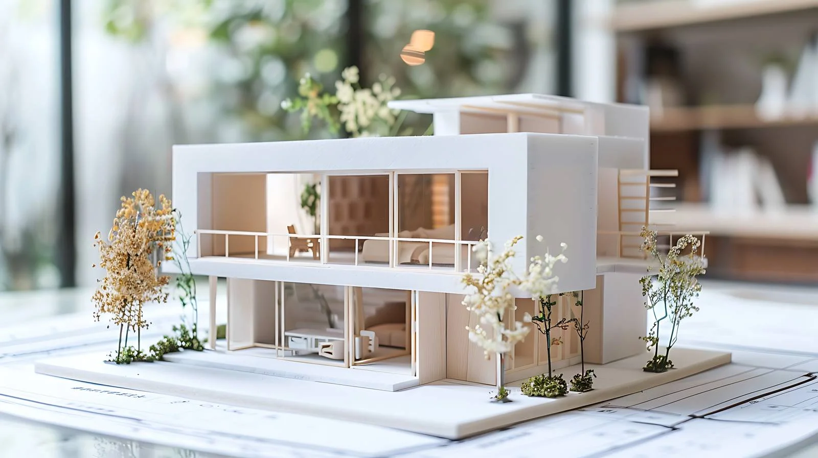 Mini House Model on Blueprint Plan — free download from Dotvec