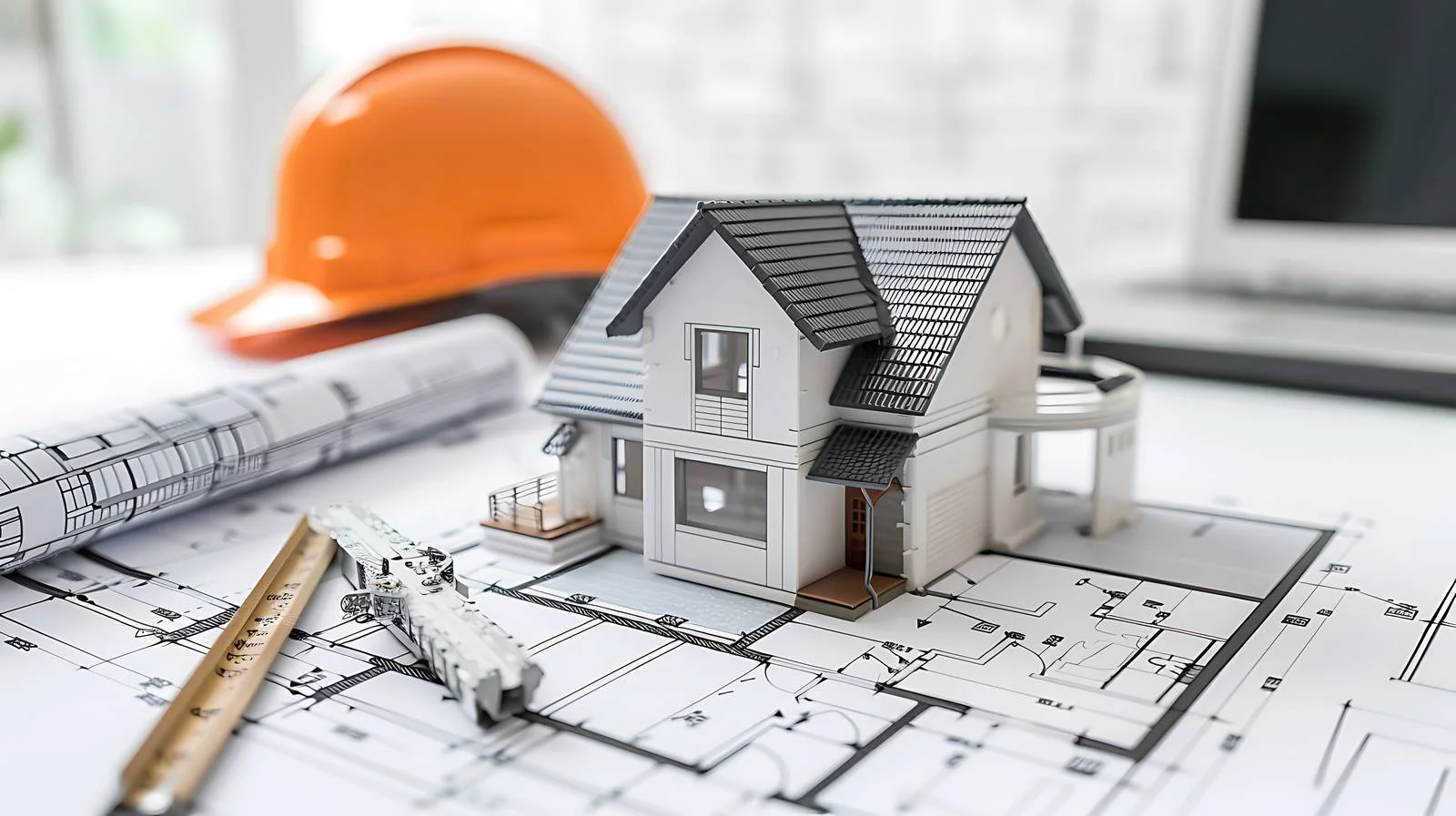 Mini House Model on Blueprint Plan — free download from Dotvec