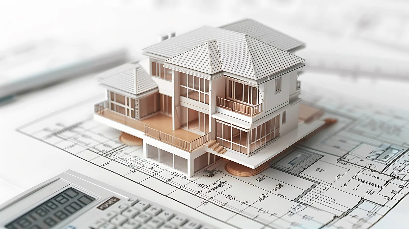 Mini House with Calculator on Blueprint — free download from Dotvec