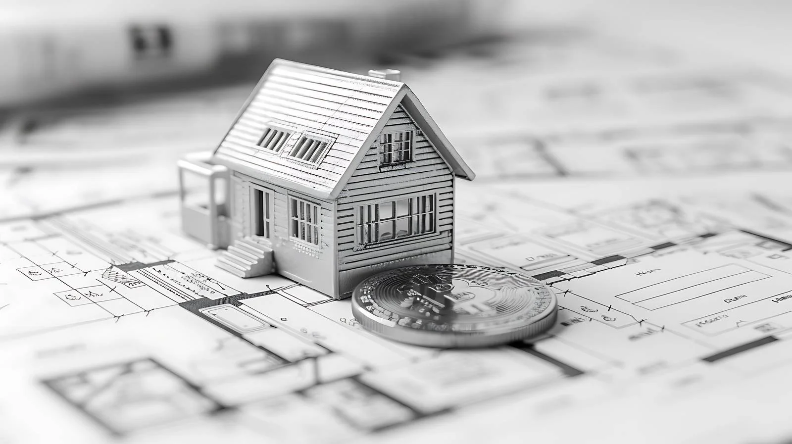 Mini House on Money Coin Blueprint — free download from Dotvec
