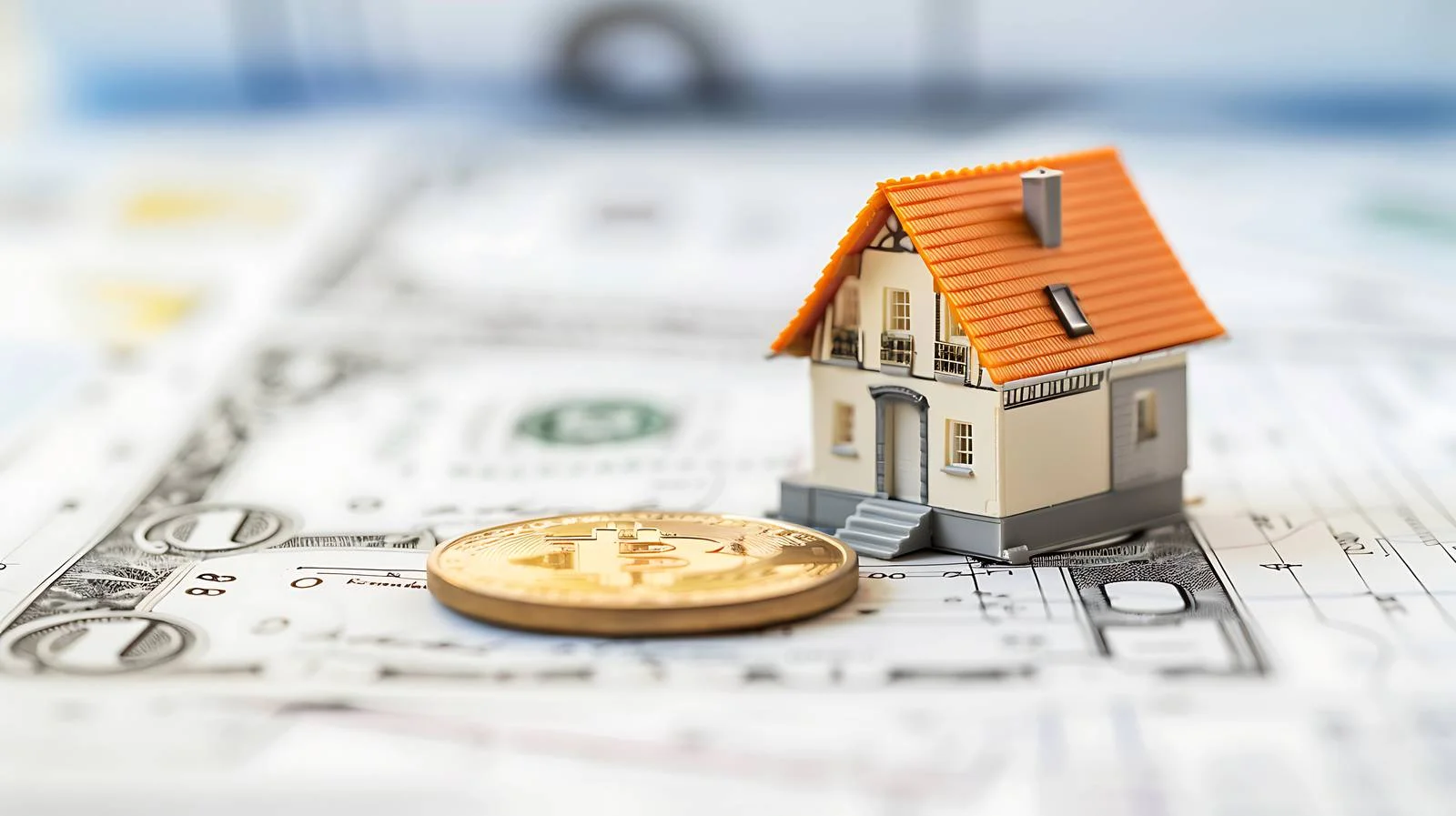 Mini House on Money Coin Blueprint — free download from Dotvec