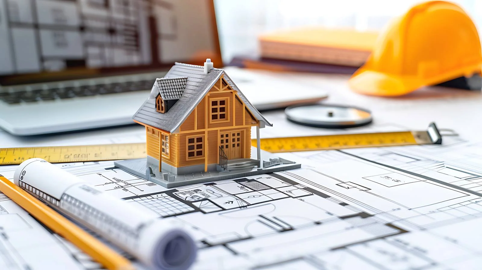 Mini House Model Tools Composition – free tape measure image from Dotvec