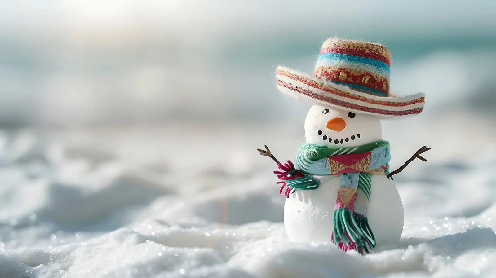 Whimsical snowman in Mexican sombrero — free download from Dotvec