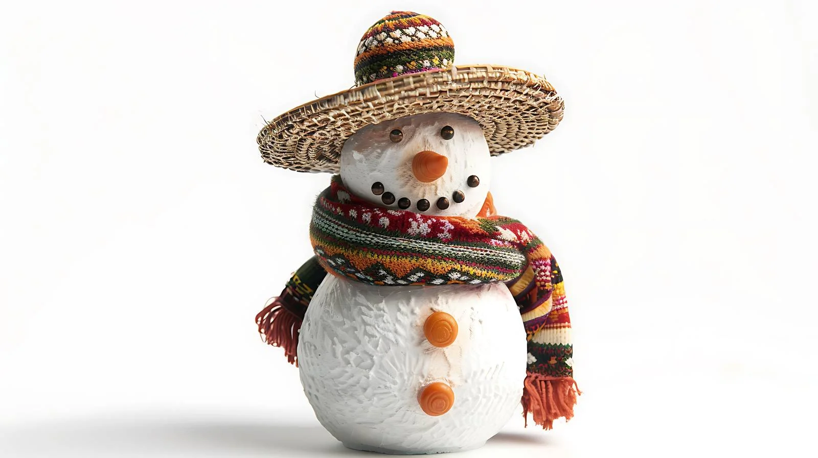 Festive Snowman in Mexican Sombrero and Scarf — free download from Dotvec