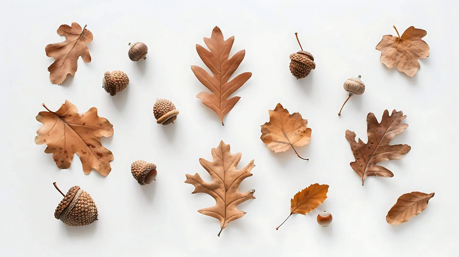 Dried Oak Leaves in Minimal Autumn Composition – free quiet beauty image from Dotvec