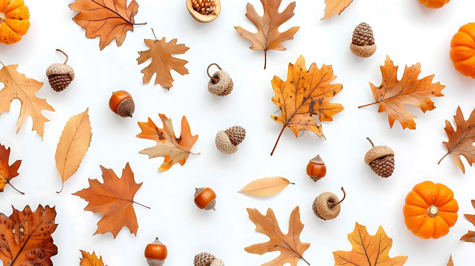 Minimal Autumn Pattern with Dried Oak Leaves — free download from Dotvec