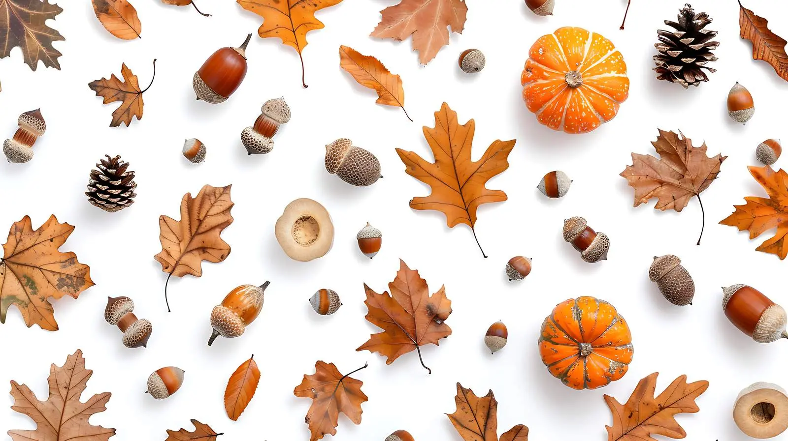 Dried Oak Leaves and Acorns Autumn Pattern — free download from Dotvec