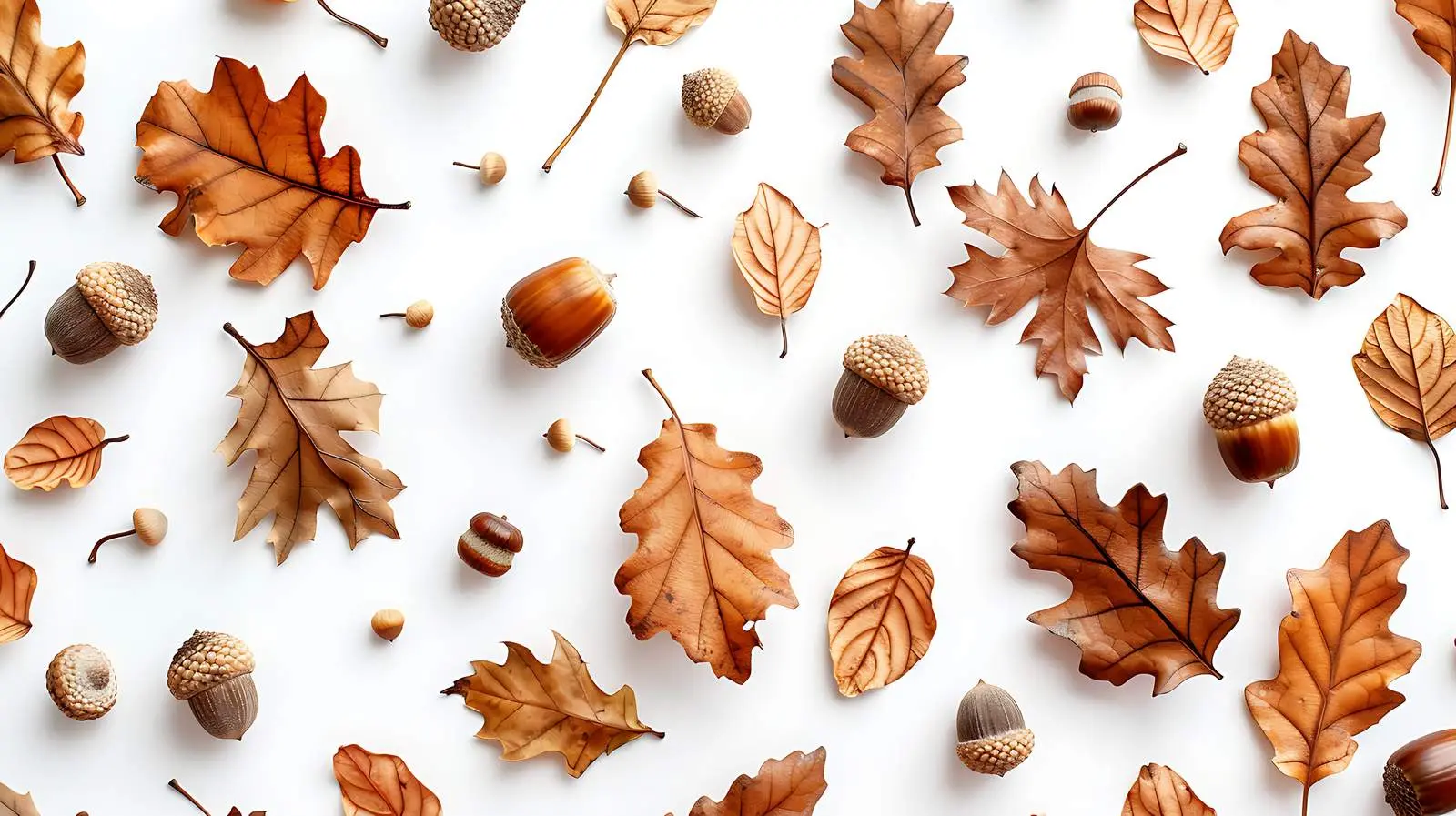 Minimal Autumn Pattern with Dried Oak Leaves — free download from Dotvec
