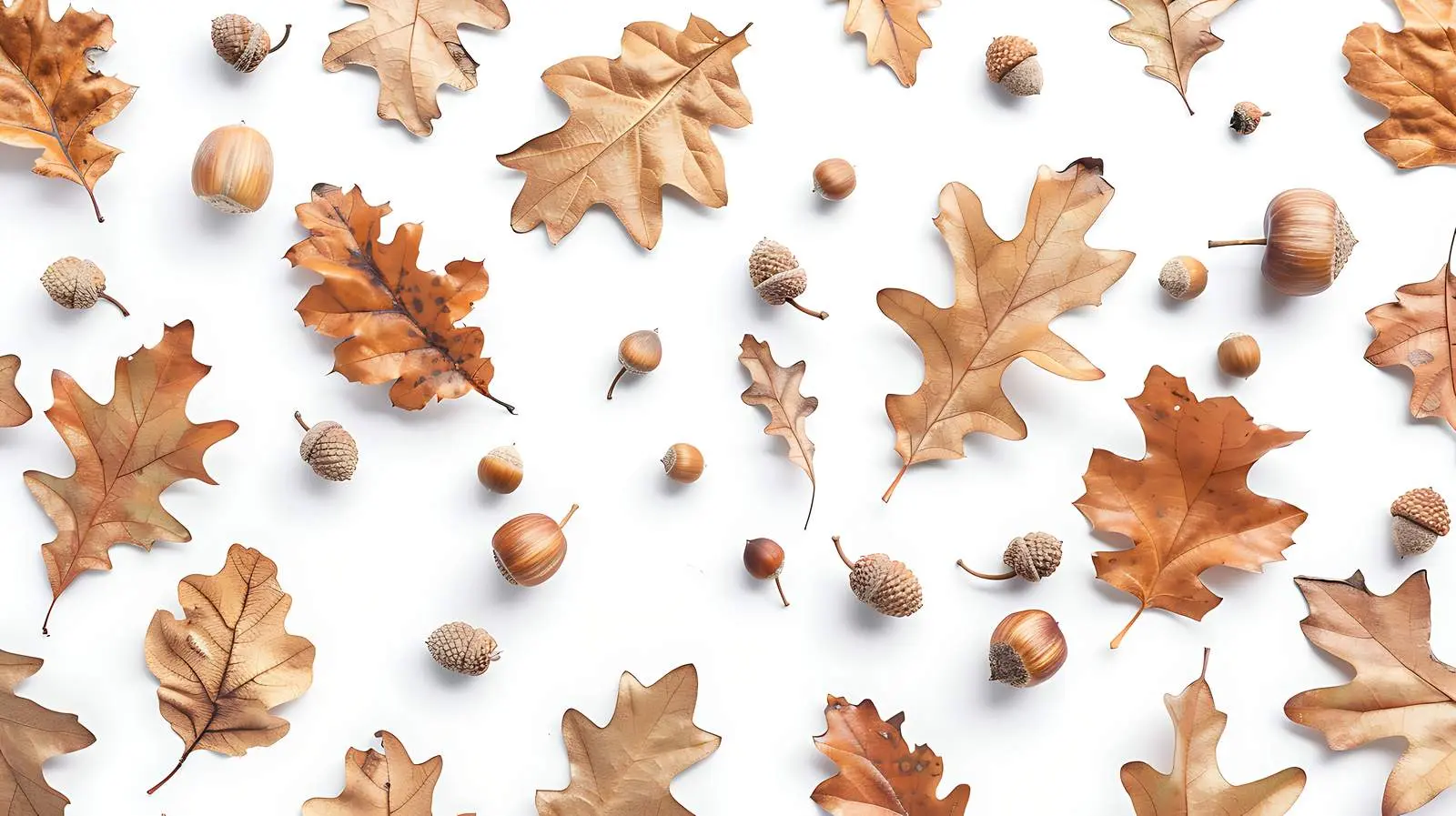 Minimal Autumn Pattern with Dried Oak Leaves – free natural design image from Dotvec