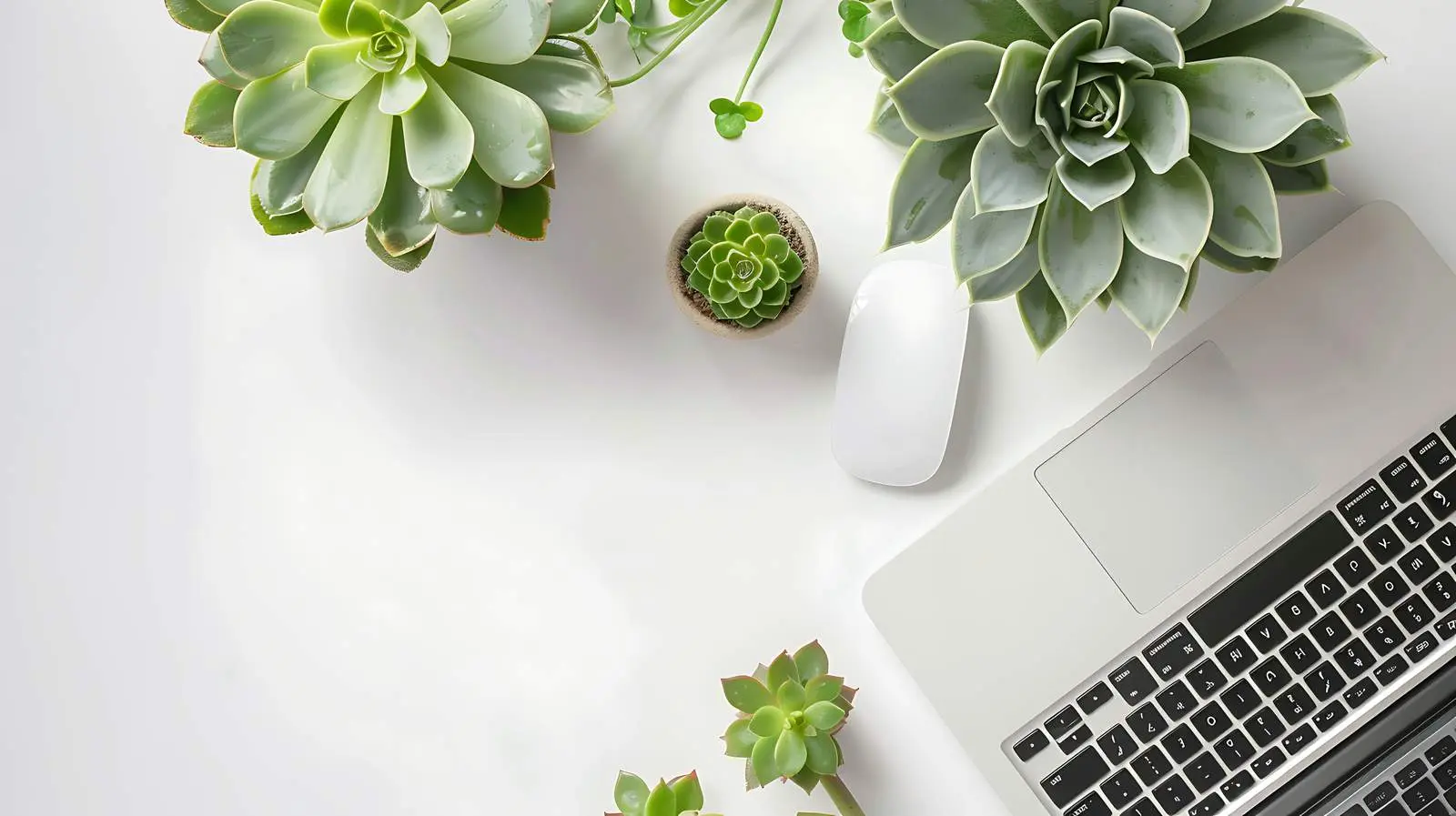 Minimal Business Concept with Laptop and Plants — free download from Dotvec