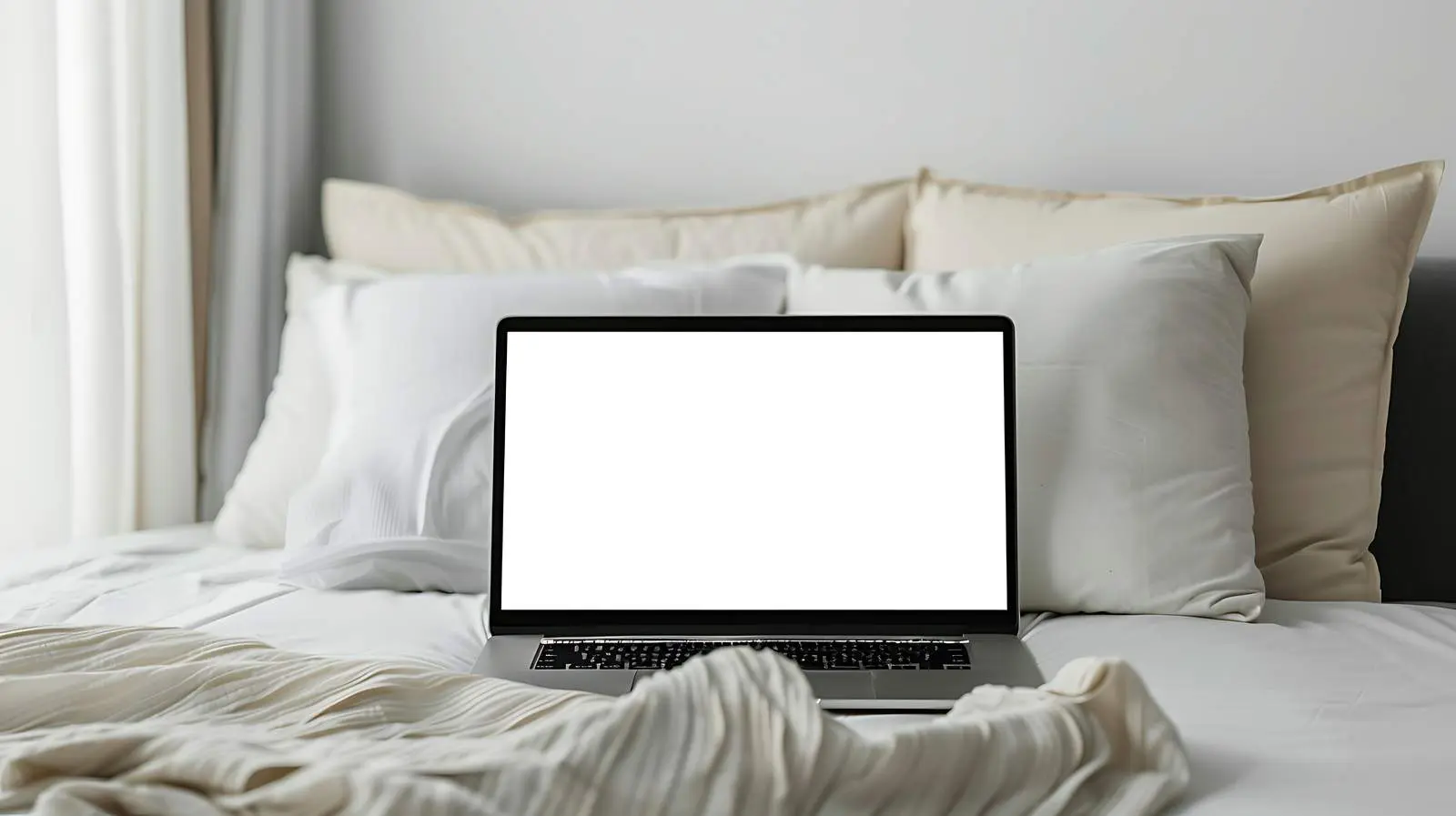 Minimal Home Office Workspace with Laptop Mockup — free download from Dotvec