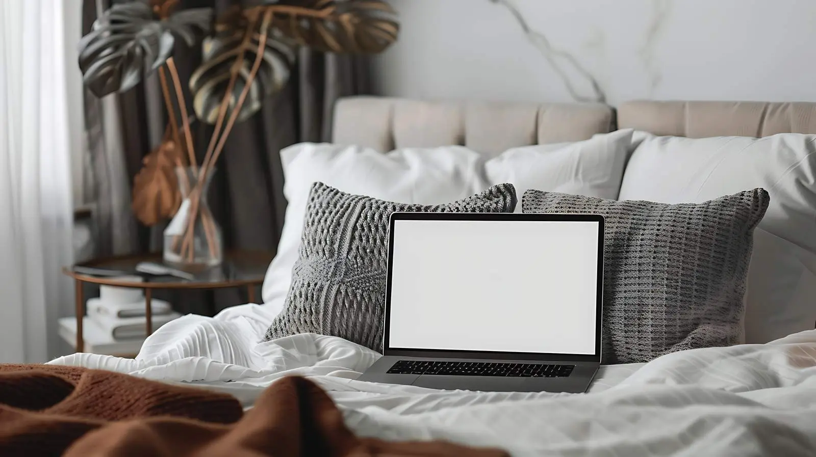 Minimal Home Office Workspace with Laptop Mockup — free download from Dotvec