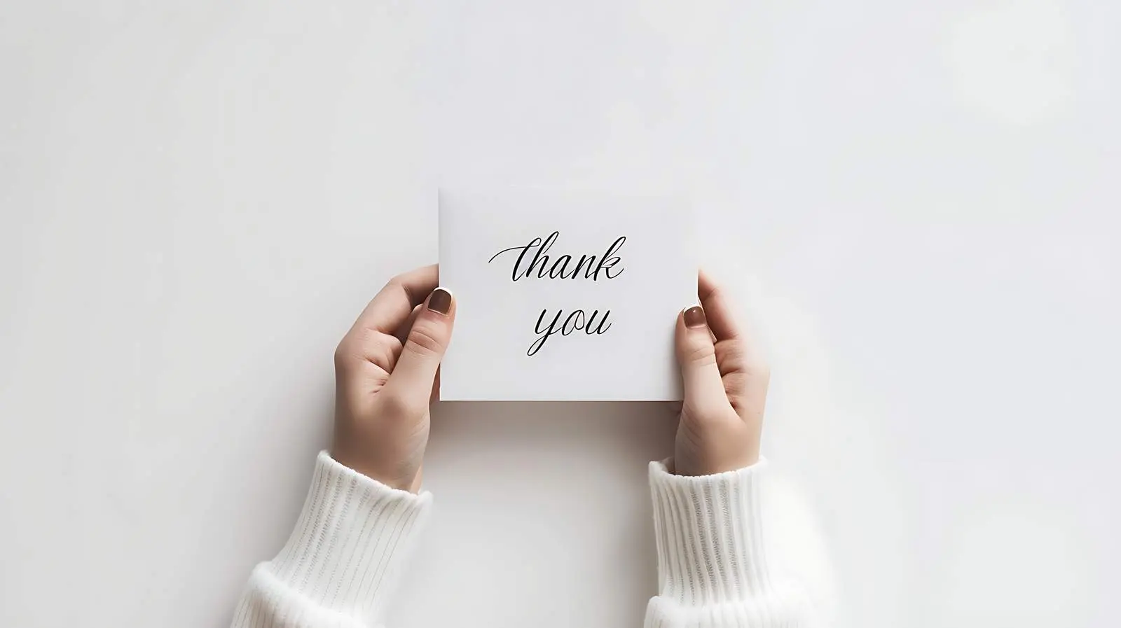 Girl Holding Card in Minimal Pale Composition — free download from Dotvec