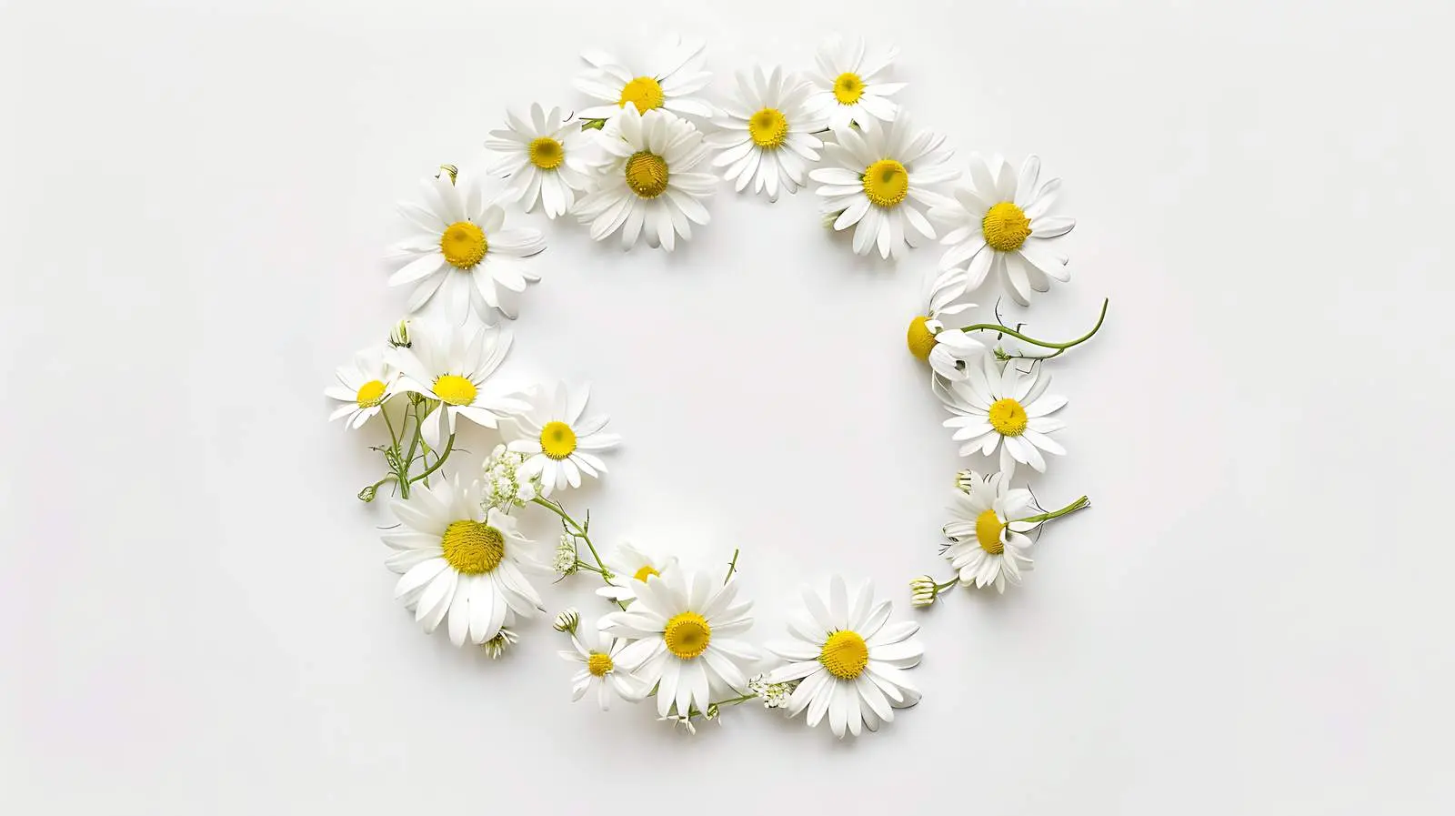 Minimal White Daisy Chamomile Wreath Design — free download from Dotvec