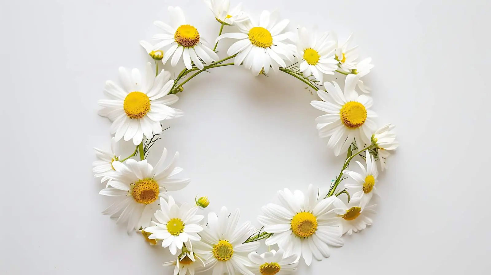 Minimal White Daisy Chamomile Wreath Concept — free download from Dotvec