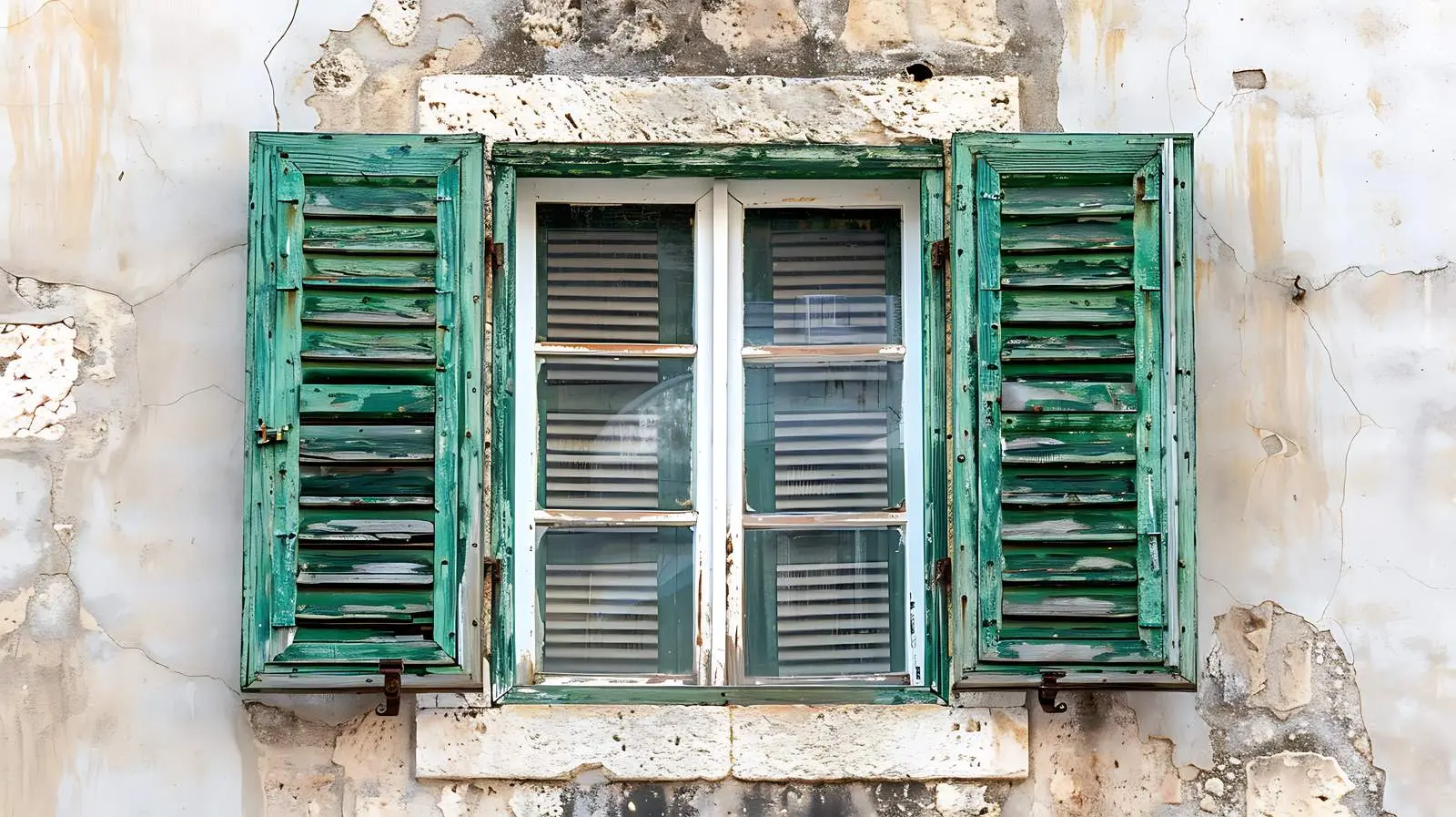 Green Wood Shutters on Rustic Travel Concept — free download from Dotvec