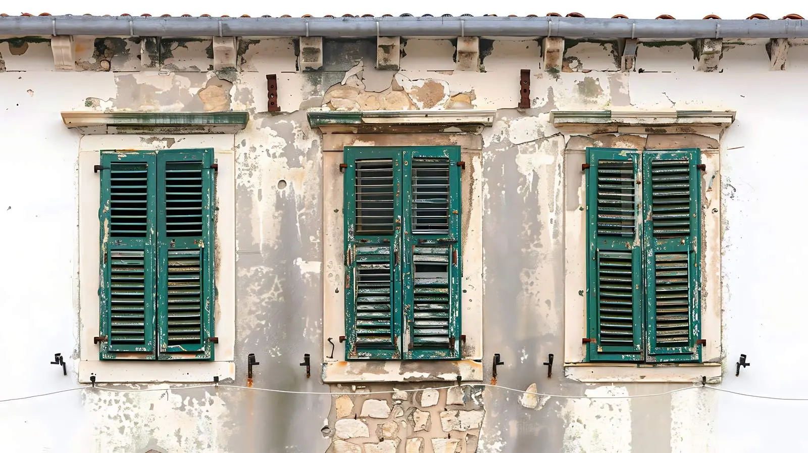 Green Wooden Shutters in Minimal Travel Concept — free download from Dotvec