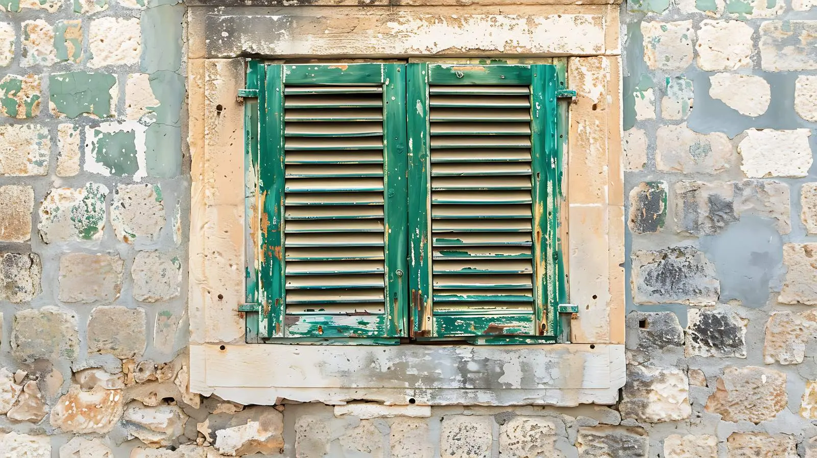 Green Wooden Shutters on Vintage Travel Concept — free download from Dotvec