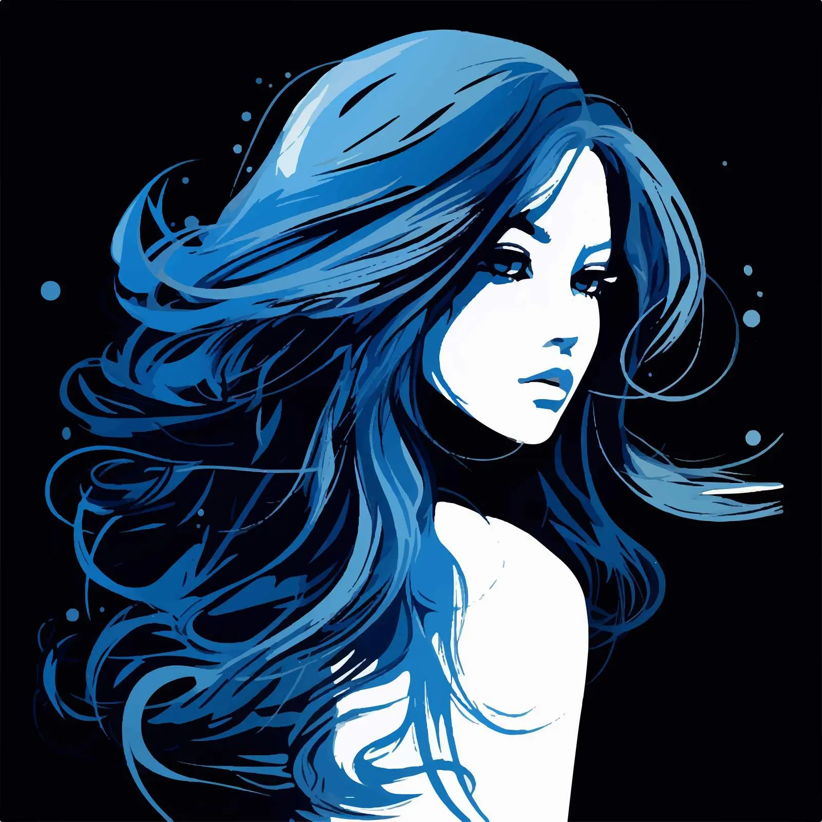 Minimalist Portrait of a Girl with Long Hair — free download from Dotvec