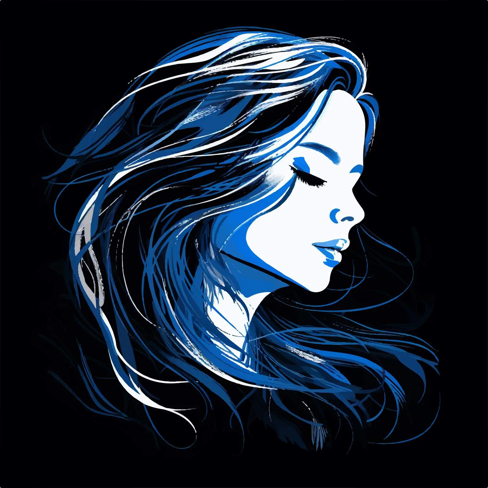 Minimalist Portrait of Girl with Long Hair — free download from Dotvec