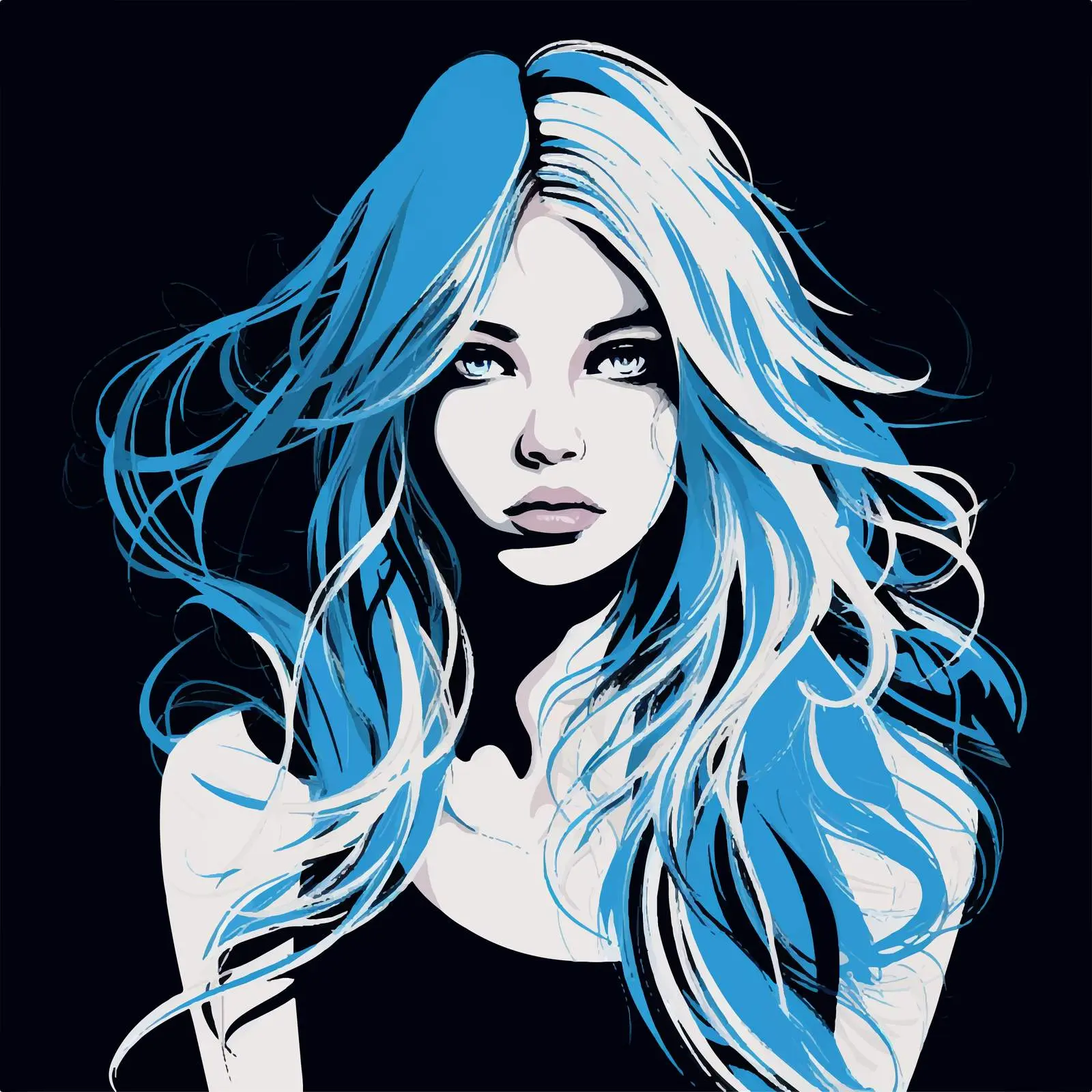 Minimalist Portrait of a Girl with Long Hair — free download from Dotvec