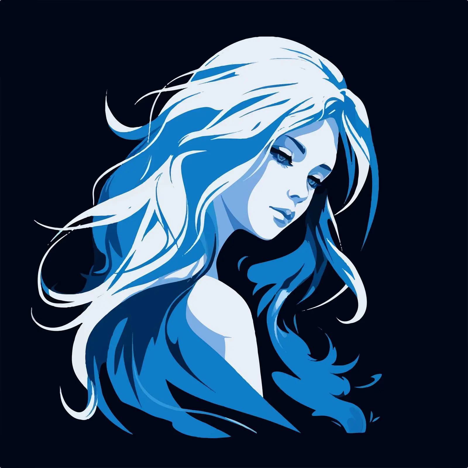 Minimalist Portrait of a Girl with Long Hair — free download from Dotvec