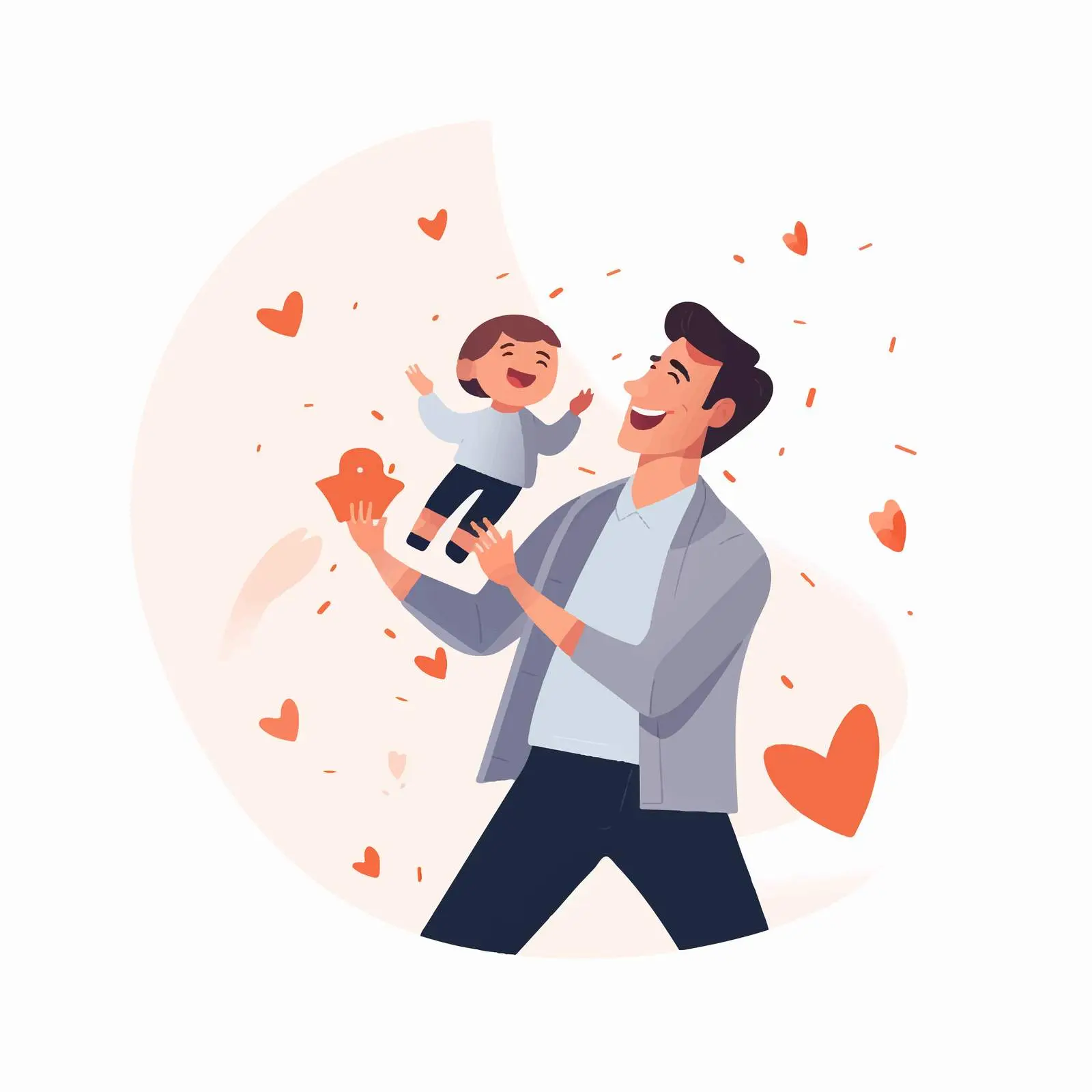 Minimalist Happy Father's Day Card with Dad and Baby — free download from Dotvec